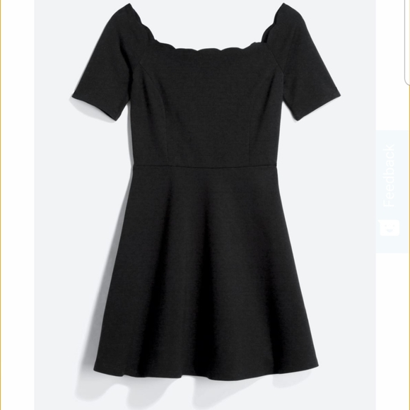 nine britton Dresses & Skirts - Black Off Shoulder Scallop Ponte Dress Size XL